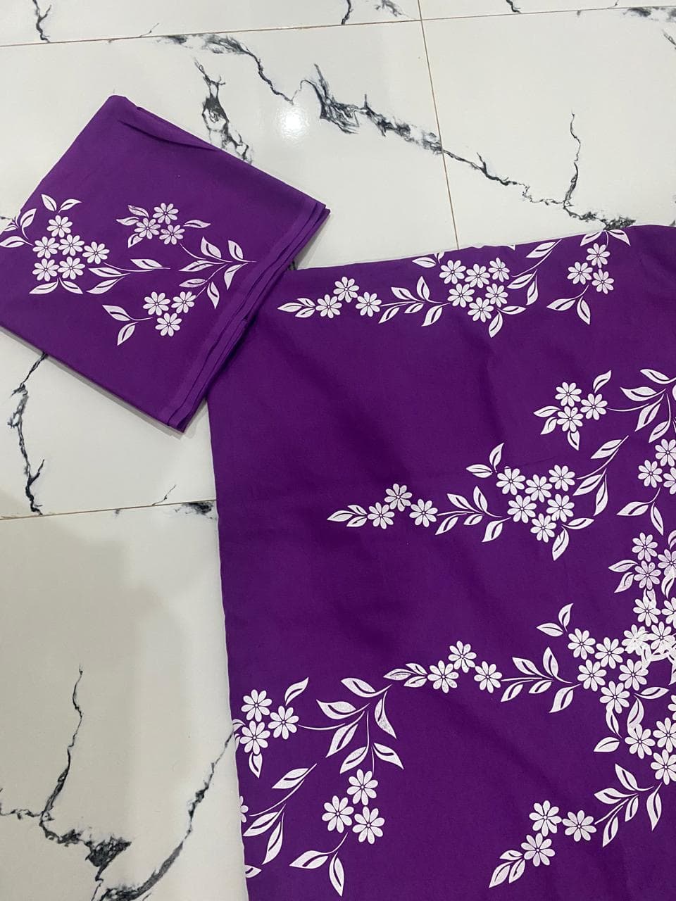 Handmade Saree — Purple Floral Print